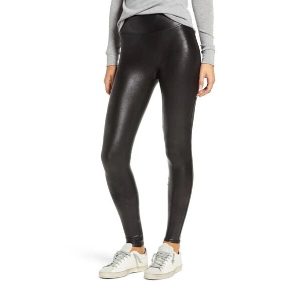 SPANX Pants - SPANX Faux Leather Leggings Black S Ready to Wow 2437